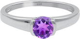 0.81Cts Sterling Silver Natural Genuine Solitaire Amethyst Ring For Women, Purple Stone February Birthstone Ring Jewelry Gift For Women Mom Wife Girlfriend Sister
